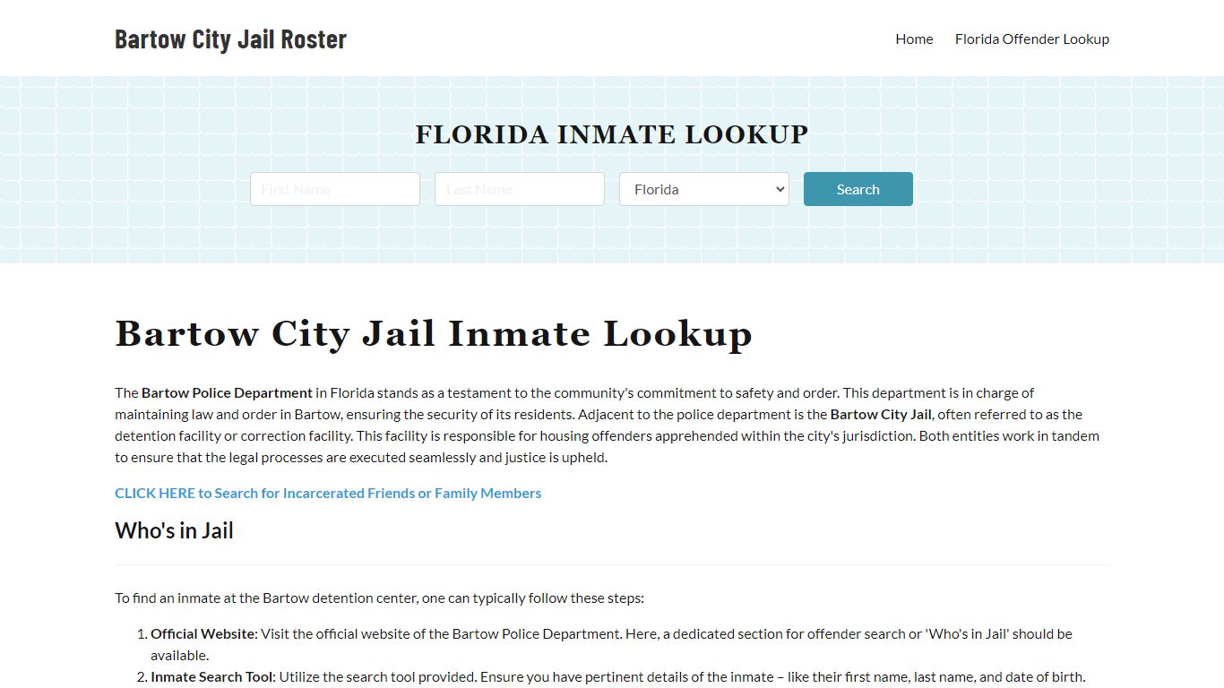 Bartow Police Department & City Jail, FL Inmate Roster, Arrests, Mugshots